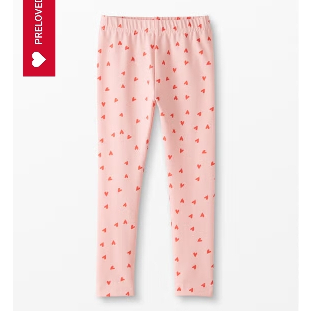 Hanna Andersson Pink Leggings with Red Hearts